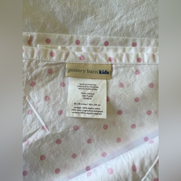 Pottery Barn Kids | Dottie Pink White Polka Dot | Twin Flat Sheet - Picture 3 of 5
